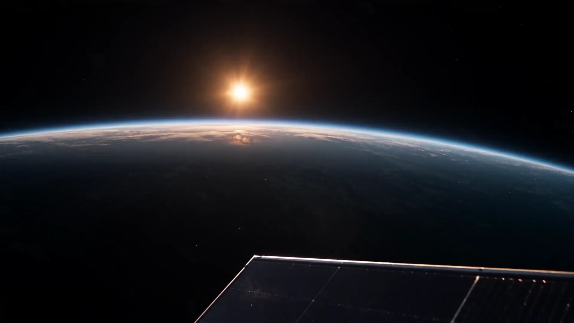 Cinematic orbital sunrise introducing the Energy America space-to-Earth concept