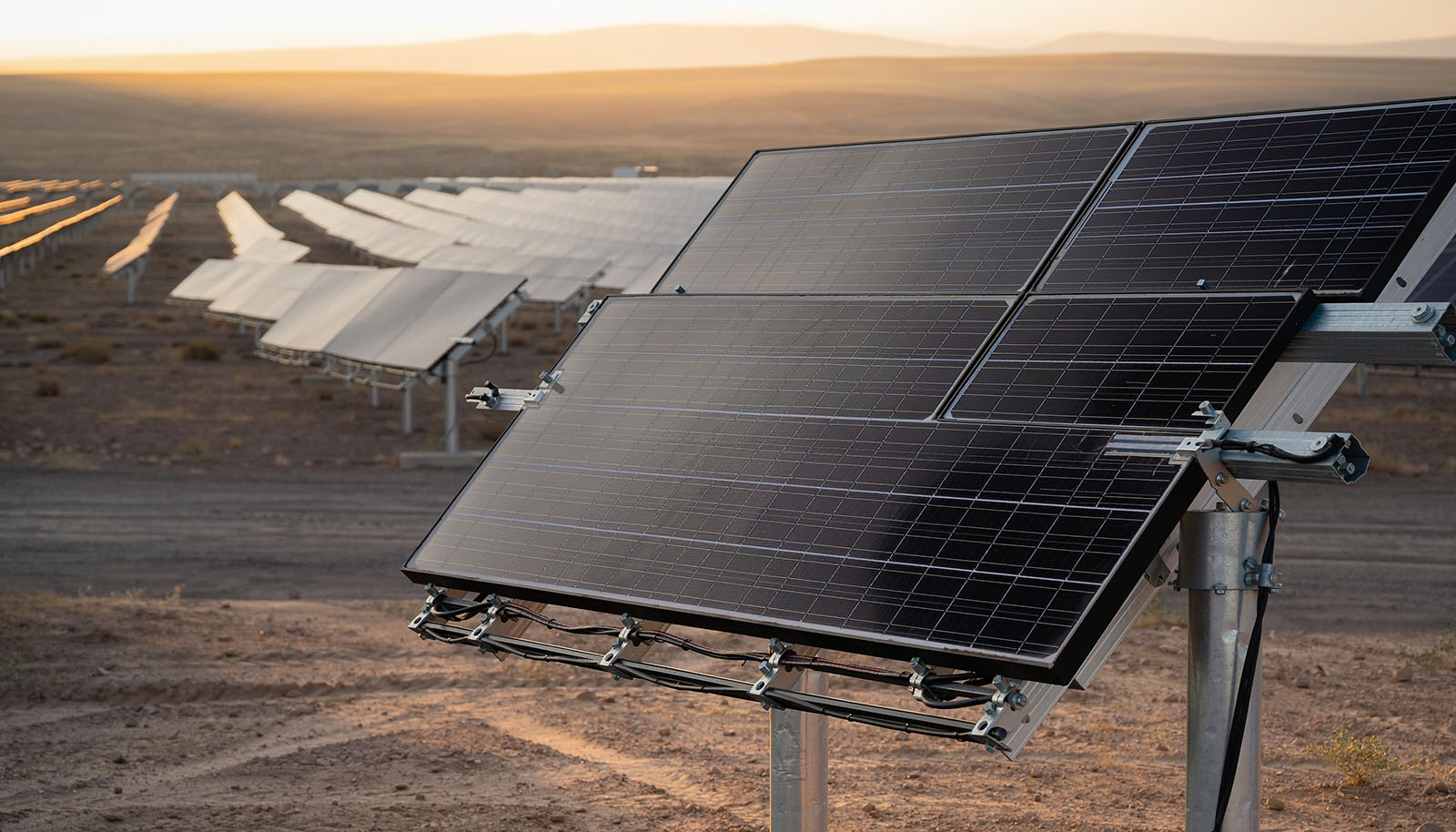 AI-blended solar infrastructure concept in a terrestrial landscape